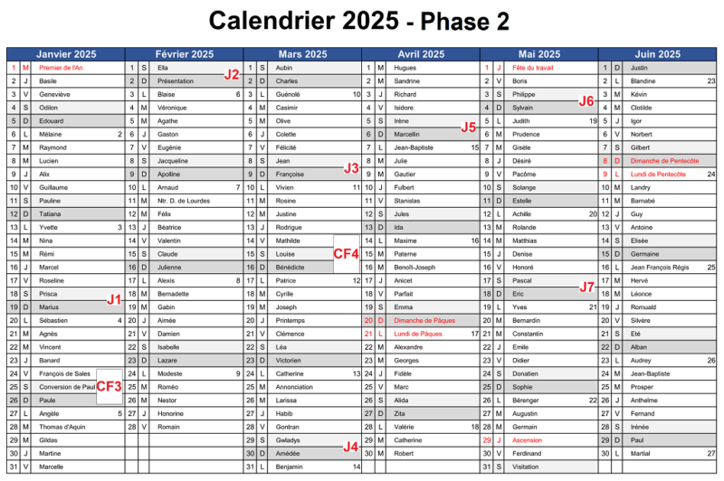 Calendrier pleine page